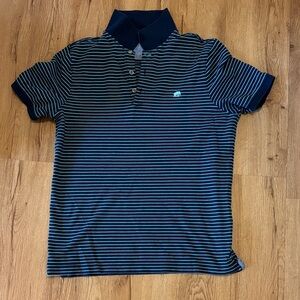 Banana Republic Striped Navy & Light Blue Polo Shirt